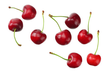 Poster - red cherry isolated on a white background. Top view