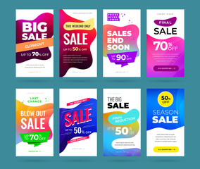 Wall Mural - set of sale banner for social media stories, web page, mobile phone. sale banner template design spe