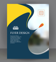 Magazine, flyer, brochure, cover layout design print template, blue vector Illustration