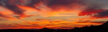 A Sunset Over A Distant Mountain In The Sonoran Desert Of Arizona Panorama