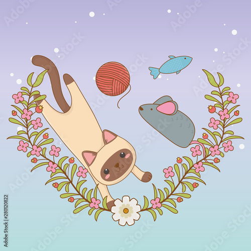 cute little cat mascot with...