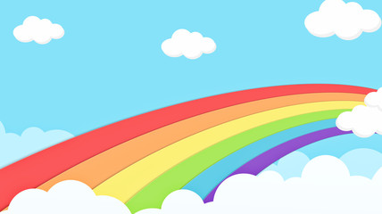 Wall Mural - abstract kawaii colorful sky rainbow background. soft gradient pastel comic graphic. concept for chi