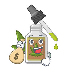 Sticker - With money bag hemp oil in the character bottle