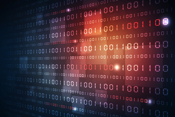2d illustration abstract digital binary data on computer screen