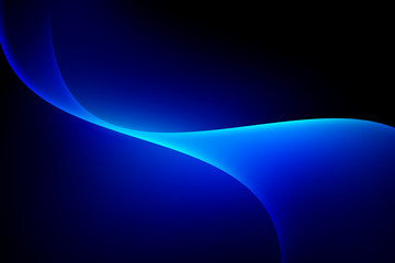 Wall Mural - abstract light blue curve graphic on dark background, copy space composition.