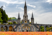View Of The Basilica Of Lourdes In France