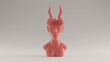 Pink Antique Horned Demon Queen Statue Bust Front View