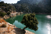 Mountain Lake With Green Water In The Morning