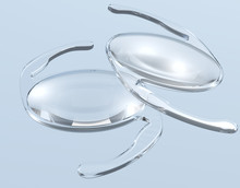 Intraocular Lens (IOL) On Grey Background. Medicallc 3D Illustration