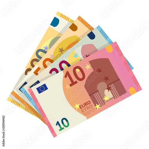 Cuadros en Lienzo Euro banknotes flat vector illustration