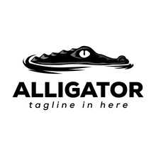 Black Art Crocodile Seeks Prey On Water Logo Design Inspiration