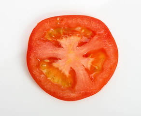  slice of tomato isolated on white background