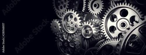 Cuadros en Lienzo Mechanism, gears and cogs at work. Industrial machinery