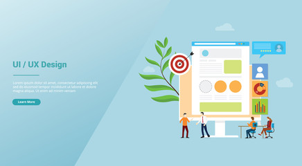Wall Mural - ui ux user interface and user experience design concept development with team people and browser for