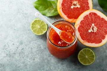 Wall Mural - Homemade grapefruit jam in the jar