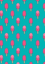 Seamless Pattern With Pink Popsicles