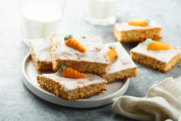 Wall Mural - Homemade carrot cake with marzipan and sugar glaze