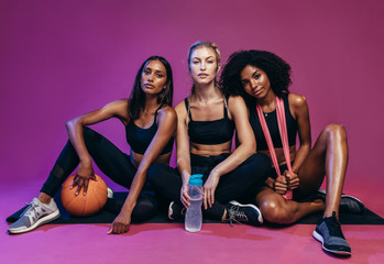 Wall Mural - Diverse group of fitness women