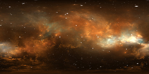 360 degree space background with nebula and stars, equirectangular projection, environment map. hdri
