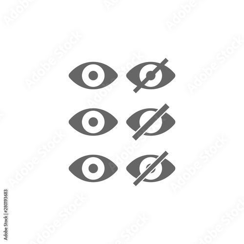Fotografía Show and hide simple eye black vector icon set