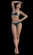 © z-ifcom - Beauty and health of the female body. Confident and proud beautiful woman in a gray swimsuit and jewelry on her hands proud of her body. 3d render