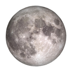 Wall Mural - full moon view from space isolated on white background. (elements of this image furnished by nasa.)