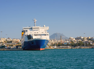 Passenger liner in a port