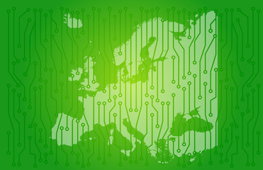 Sticker - europe map circuit board concept background wallpaper.