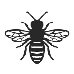 honey bee icon. black bee on white background. vector silhouette.