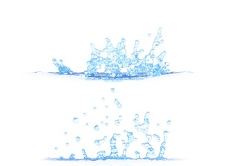 Wall Mural - 3D illustration of two side views of nice water splash - mockup isolated on white, for any purpose