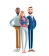 © bestpixels - 3d illustration. Group of happy business people standing on a white background. Stanley, Emma and Billy.