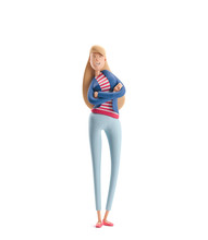 3d Illustration. Young Business Woman Emma Standing On A White Background.