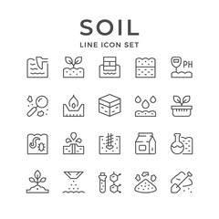 Set line icons of soil