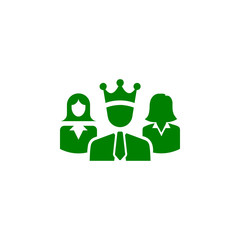 Poster - Award, business, performance, success, team, winner, crown on head green color icon