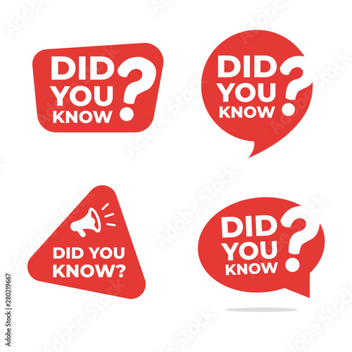 Fotografía Set of did you know with red speech bubble and label
