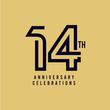 14 Th Anniversary Celebration Vector Template Design Illustration
