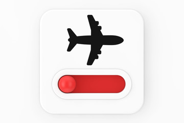 Leinwandbilder - Airplane On Off Mode Toggle Switch Icon. 3d Rendering