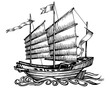 Chinese pirate sailboat junk