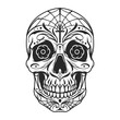 © DGIM studio - Vintage mexican sugar skull monochrome template