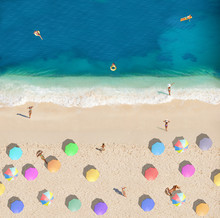 Summer Beach With People Vacation View From Above