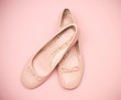 © Michael Marquand - Pink ballet slippers on a pink background