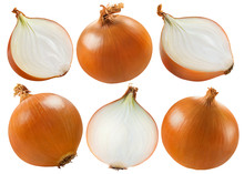 Yellow Onion Set Isolated On White Background, Package Design Elements With Clipping Path