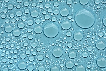 drops water on blue background