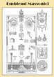 Italian table of masonic symbols and emblems from a lexicon early '900