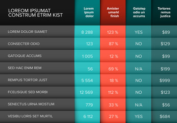 Wall Mural - Stylized content data table template