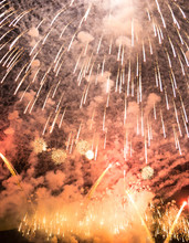 Low Angle View Of Fireworks Filling Sky