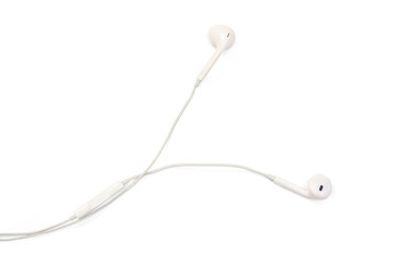 Wall Mural - white earphones isolated on white background with clipping path