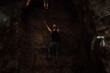 © Cavan Images - strong Male bouldering, climbing indoors