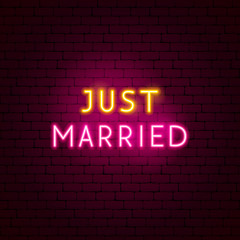 Sticker - Just Married Neon Sign