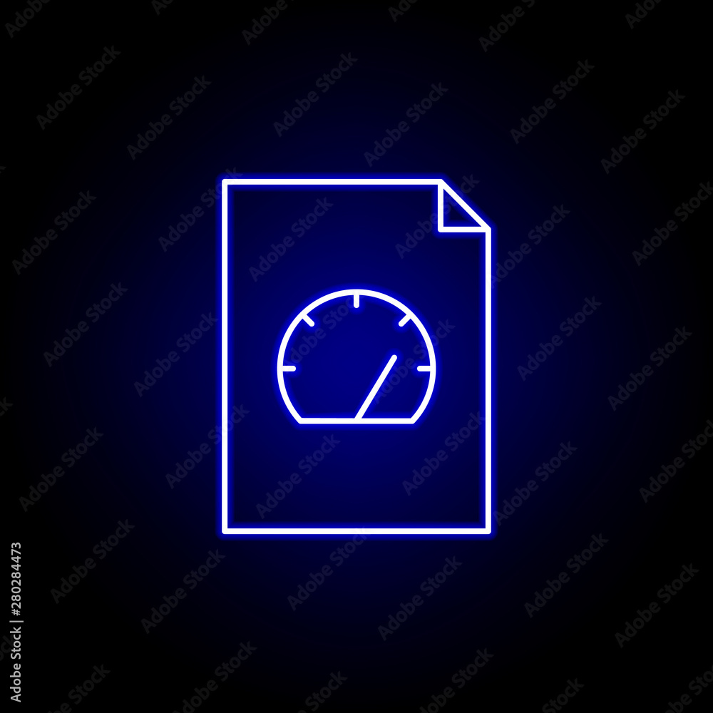 document speedometer clock time icon in blue neon style.. Elements of ...